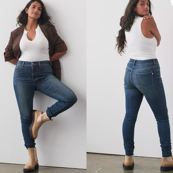 Anthropologie Pilcro The High-Rise Skinny Jeans, Dark Denim Wash, Size 31 - Picture 1 of 13